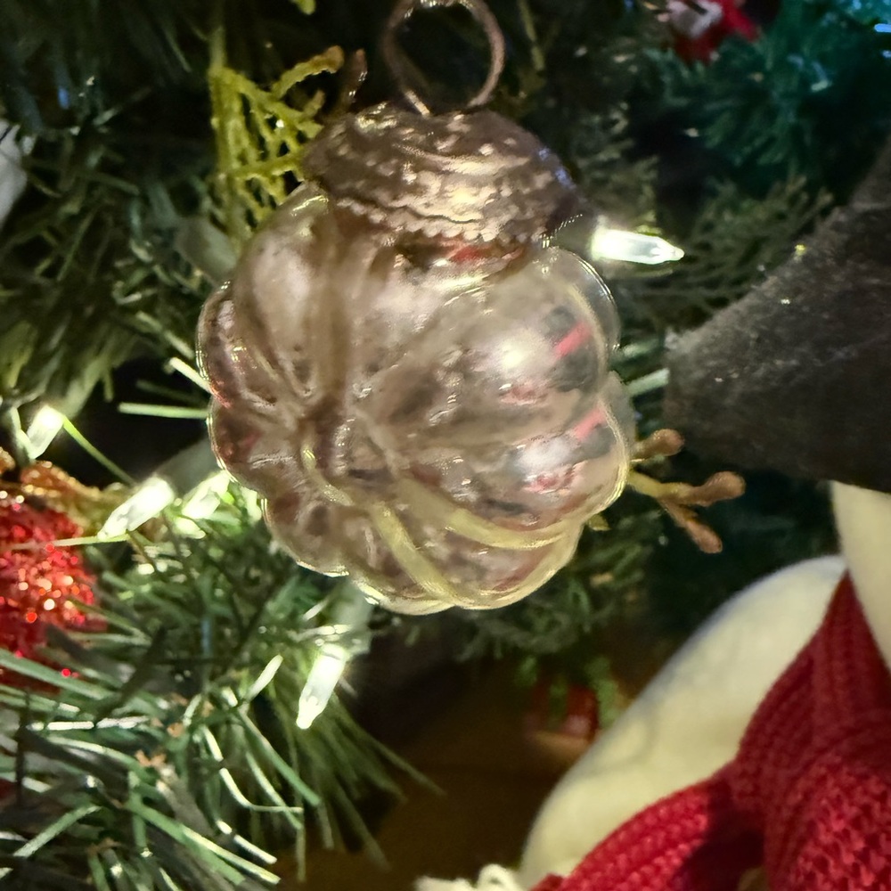 mercury glass Christmas ornament  flower mini 1 1/3 inches